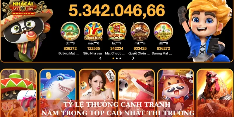 Tỷ lệ thưởng cạnh tranh, nằm trong top cao nhất thị trường