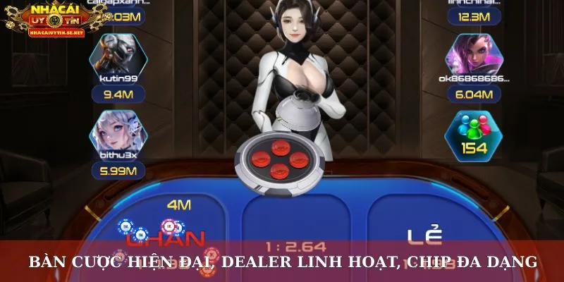 Bàn cược hiện đại, dealer linh hoạt, chip đa dạng