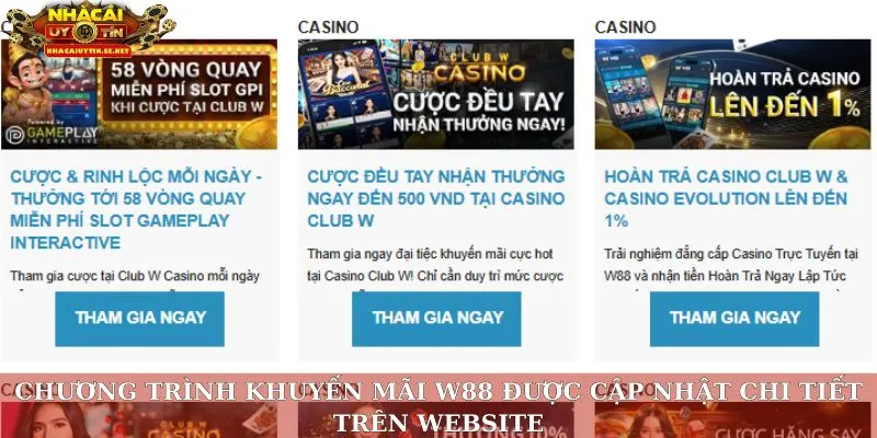 Khuyến Mãi W88 – Bùng Nổ Ưu Đãi Lớn, Nhận Thưởng Cực Nhanh 3 Chương trình khuyến mãi W88 được cập nhật chi tiết trên website