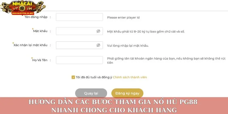 Hướng dẫn các bước tham gia nổ hũ PG88 nhanh chóng cho khách hàng