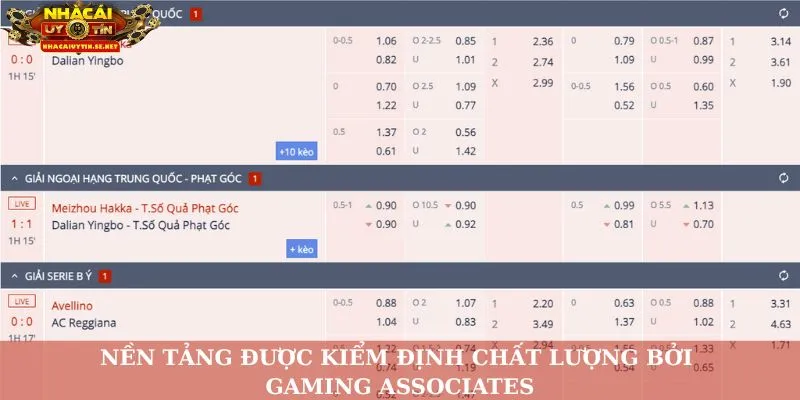 Nền tảng được kiểm định chất lượng bởi Gaming Associates