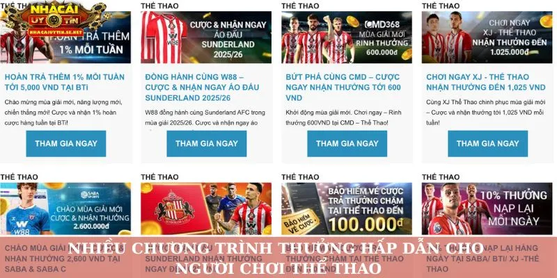 Nhiều chương trình thưởng hấp dẫn cho người chơi thể thao